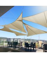 Real Scene Effect of Windscreen4less 13ft x 13ft x 18ft Right Triangle Curve Edge Sun Shade Sail Canopy in Color Beige for Outdoor Patio Backyard UV Block Awning with Steel D-Rings 180GSM (3 Year Warranty) - Customized Sizes Available