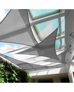 Real Scene Effect of Windscreen4less 13ft x 13ft x 18ft Right Triangle Curve Edge Sun Shade Sail Canopy in Color Light Gray for Outdoor Patio Backyard UV Block Awning with Steel D-Rings 180GSM (3 Year Warranty) - Customized Sizes Available
