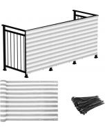 Real Scene Effect of Windscreen4less 3'x15' Gray with White Strips Deck Balcony Privacy Screen for Deck Pool Fence Railings Apartment Balcony Privacy Screen for Patio Yard Porch Chain Link Fence Condo with Zip Ties (3 Year Warranty)-Custom Sizes Available
