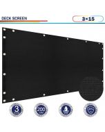 Windscreen4less 3'x15' Black Deck Balcony Privacy Screen for Deck Pool Fence Railings Apartment Balcony Privacy Screen for Patio Yard Porch Chain Link Fence Condo with Zip Ties (3 Year Warranty)-Custom Sizes Available(Customized) 