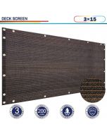 Windscreen4less 3'x15' Brown Deck Balcony Privacy Screen for Deck Pool Fence Railings Apartment Balcony Privacy Screen for Patio Yard Porch Chain Link Fence Condo with Zip Ties (3 Year Warranty)-Custom Sizes Available