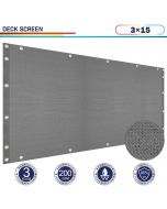 Windscreen4less 3'x15' Gray Deck Balcony Privacy Screen for Deck Pool Fence Railings Apartment Balcony Privacy Screen for Patio Yard Porch Chain Link Fence Condo with Zip Ties (3 Year Warranty)-Custom Sizes Available