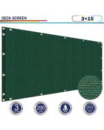 Windscreen4less 3'x15' Green Deck Balcony Privacy Screen for Deck Pool Fence Railings Apartment Balcony Privacy Screen for Patio Yard Porch Chain Link Fence Condo with Zip Ties (3 Year Warranty)-Custom Sizes Available