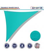 Windscreen4less 13ft x 13ft x 18ft Right Triangle Curve Edge Sun Shade Sail Canopy in Color Turquoise Green for Outdoor Patio Backyard UV Block Awning with Steel D-Rings 180GSM (3 Year Warranty) - Customized Sizes Available