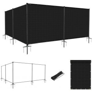 Windscreen4less custom 5FT H x 2-150FT L Color Black Outdoor Fence Fencing Kit with Poles and Rails Ground Spikes Privacy Fence for Dog Yard Pool Garden Safety Chicken Fence Temporary Painted Iron Pole 