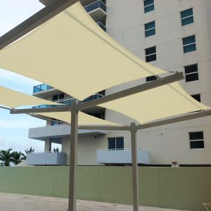 Real Scene Effect of 260GSM Vinyl-Waterproof No Grommet Curved Rectangle Sun Shade Sail