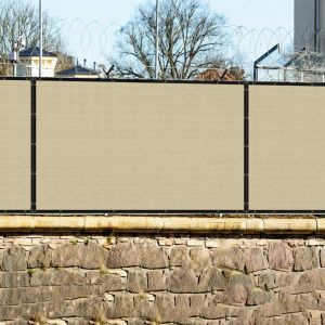 Real Scene Effect of 480GSM Vinyl Beige Privacy Fence Screen