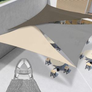 Real Scene Effect of  Cable PE-Permeable  Curved Triangle Sun Shade Sail