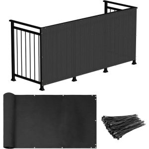 Real Scene Effect of Windscreen4less 3ft x 10ft Black Deck Balcony Privacy Screen for Deck Pool Fence Railings Apartment Balcony Privacy Screen for Patio Yard Porch Chain Link Fence Condo with Zip Ties (3 Year Warranty)-Custom Sizes Available