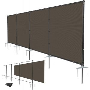 Windscreen4less Custom Size 5ft x 1-150ft Brown Outdoor Fence Fencing Kit with Poles and Rails Ground Spikes Privacy Fence for Dog Yard Pool Garden Safety Chicken Fence Temporary Painted Iron Pole w/3-Year Warranty
