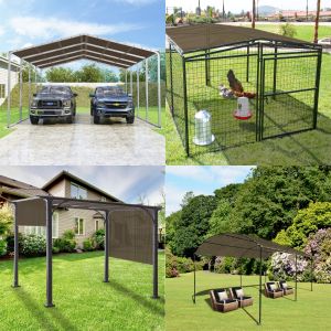 Real Scene Effect of Windscreen4less 8ft x 10ft Pergola Shade Cover with Grommets, Rectangle Sun Shade Sail for Outdoor, Patio, Garden, Backyard, Brown  (3 Year Warranty) - Customized Sizes Available