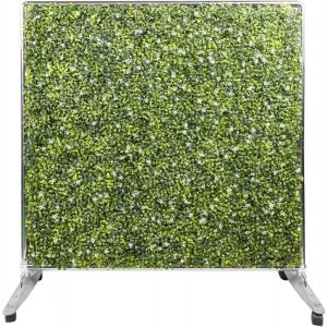 Windscreen4less L 60” x H 40” H Mobile Privacy Fence Hedge Divider with Wheels Movable Backdrops Room Space Divider Office Decor with Artificial Green Grass on Both Sides