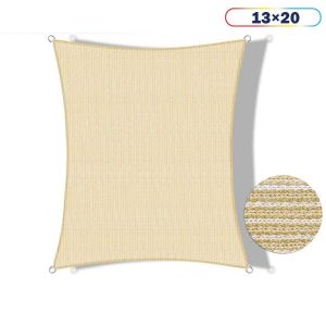 Real Scene Effect of Shecraf 13ft x 20ft Rectangle Curve Edge Sun Shade Sail Canopy in Color Beige for Outdoor Patio Backyard