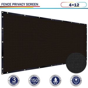 Windscreen4less 4ft x 12ft Heavy Duty Privacy Fence Screen in Color Black with Brass Grommet 88% Blockage Windscreen Outdoor Mesh Fencing Cover Netting 150GSM Fabric (3 Year Warranty)-Custom Sizes Available
