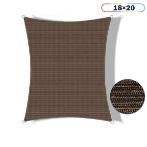 Shecraf 18ft x 20ft Rectangle Curve Edge Sun Shade Sail Canopy in Color Brown for Outdoor Patio Backyard