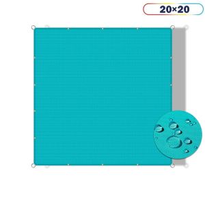 Real Scene Effect of Shecraf  Waterproof 20ft x 20ft Rectangle Straight Edge Sun Shade Sail Canopy With Grommets in Color Turquoise Green for Outdoor Patio Backyard 