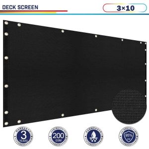 Windscreen4less 3ft x 10ft Black Deck Balcony Privacy Screen for Deck Pool Fence Railings Apartment Balcony Privacy Screen for Patio Yard Porch Chain Link Fence Condo with Zip Ties (3 Year Warranty)-Custom Sizes Available