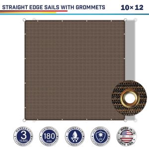 Windscreen4less 10ft x 12ft Pergola Shade Cover with Grommets, Rectangle Sun Shade Sail for Outdoor, Patio, Garden, Backyard, Brown  (3 Year Warranty) - Customized Sizes Available
