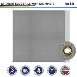 Windscreen4less 8ft x 10ft Pergola Shade Cover with Grommets, Rectangle Sun Shade Sail for Outdoor, Patio, Garden, Backyard, Light Grey  (3 Year Warranty) - Customized Sizes Available