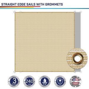 240GSM PE-Permeable Grommet Straight Rectangle Sun Shade Sail