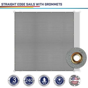 240GSM PE-Permeable Grommet Straight Rectangle Sun Shade Sail