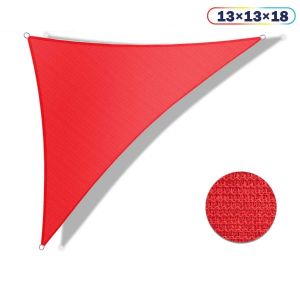 Real Scene Effect of Shecraf 13ft x 13ft x 18ft Right Triangle Curve Edge Sun Shade Sail Canopy in Color Red for Outdoor Patio Backyard UV Block Awning with Steel D-Rings 180GSM (3 Year Warranty) - Customized Sizes Available