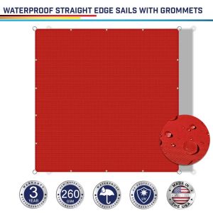 260GSM Vinyl-Waterproof Grommet Straight Rectangle Sun Shade Sail