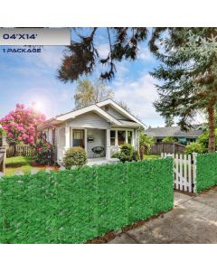 Real Scene Effect of Windscreen4less Artificial Light Green Laurel Leaf Privacy Fence 4'x60' Artificial Hedges Fence and Faux Vine Leaf Decoration for Outdoor Indoor Garden Décor-1 Set