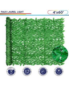 Windscreen4less Artificial Light Green Laurel Leaf Privacy Fence 4'x60' Artificial Hedges Fence and Faux Vine Leaf Decoration for Outdoor Indoor Garden Décor-1 Set