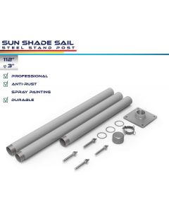 Outdoor Sun Shade Sail Post Pole Kit for Deck Backyard Garden Concrete Sign Pole with Base Plate Clamp Powder Coated- 112'' 1 Set