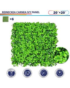 Windscreen4less Artificial Faux Ivy Leaf Decorative Fence Screen 20" x 20" Reineckea carnea 6pcs