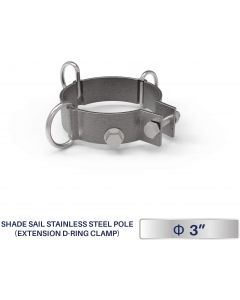 D-Ring Clamp for Sun Shade Sail Pole Accessories,Shade Sail Stand Post,Awning Support Poles,Canopy Support Pole,Strengthen,Heavy-Duty Support-Steel - Gray 