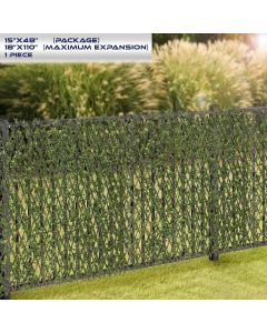 Windscreen4less Artificial Leaf Faux Ivy Expandable/Stretchable Privacy Fence Screen Buxus Single Side 1pc