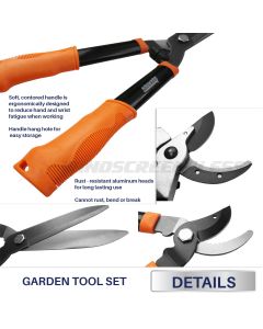 Real Scene Effect of Garden 3 Piece Combo Garden Tool Set with Lopper, Hedge Shears and Pruner Shears, Tree & Shrub Care Kit