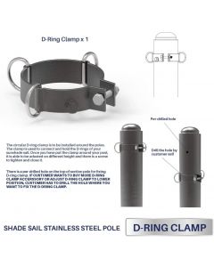 Real Scene Effect of D-Ring Clamp for Sun Shade Sail Pole Accessories,Shade Sail Stand Post,Awning Support Poles,Canopy Support Pole,Strengthen,Heavy-Duty Support-Steel - Gray 
