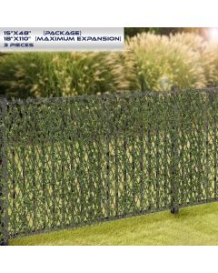 Windscreen4less Artificial Leaf Faux Ivy Expandable/Stretchable Privacy Fence Screen Buxus Single Side 3pcs