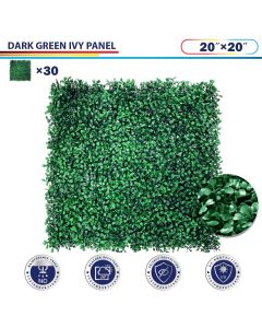 Windscreen4less 20"x20" Artificial Faux Ivy Leaf Decorative Fence Screen Boxwood Leaves Fence Patio Panel, Dark Green 30 Pcs