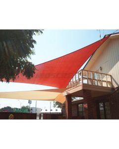 Real Scene Effect of Windscreen4less 12ft x 12ft x 17ft Right Triangle Curve Edge Sun Shade Sail Canopy in Color Red for Outdoor Patio Backyard UV Block Awning with Steel D-Rings 180GSM (3 Year Warranty) - Customized Sizes Available