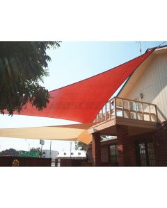 Real Scene Effect of Windscreen4less 24ft x 24ft x 24ft Triangle Curve Edge Sun Shade Sail Canopy in Color Red for Outdoor Patio Backyard UV Block Awning with Steel D-Rings 180GSM (3 Year Warranty) - Customized Sizes Available(Customized) 