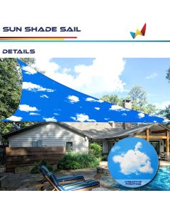 Real Scene Effect of Windscreen4less Terylene Waterproof 12ft x 12ft x 12ft Triangle Curve Edge Sun Shade Sail Canopy in Color Sky for Outdoor Patio Backyard UV Block Awning with Steel D-Rings 220GSM (1 Year Warranty)