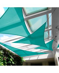 Real Scene Effect of Windscreen4less 12ft x 12ft x 17ft Right Triangle Curve Edge Sun Shade Sail Canopy in Color Turquoise Green for Outdoor Patio Backyard UV Block Awning with Steel D-Rings 180GSM (3 Year Warranty) - Customized Sizes Available