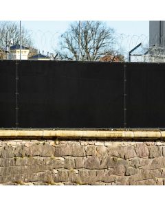 Real Scene Effect of Windscreen4less 4ft x 50ft Heavy Duty Privacy Fence Screen in Color Black with Brass Grommet 88% Blockage Windscreen Outdoor Mesh Fencing Cover Netting 150GSM Fabric (3 Year Warranty)-Custom Sizes Available