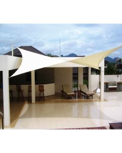Real Scene Effect of Windscreen4less 8ft x 12ft Rectangle Curve Edge Sun Shade Sail Canopy in Color Beige for Outdoor Patio Backyard UV Block Awning with Steel D-Rings 180GSM (3 Year Warranty) - Customized Sizes Available