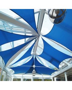 Real Scene Effect of Windscreen4less Custom Size 5-24ft x 5-24ft Rectangle Straight Edge Sun Shade Sail Canopy in Color Blue for Outdoor Patio Backyard UV Block Awning with Steel D-Rings 180GSM (3 Year Warranty)