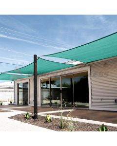 Real Scene Effect of Windscreen4less Custom Size 5-24ft x 5-24ft Rectangle Straight Edge Sun Shade Sail Canopy in Color Turquoise Green for Outdoor Patio Backyard UV Block Awning with Steel D-Rings 180GSM (3 Year Warranty)