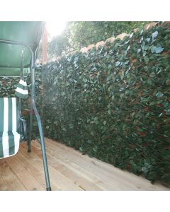 Real Scene Effect of Windscreen4less Artificial Leaf Faux Ivy Expandable/Stretchable Privacy Fence Screen Double Sides Leaves 1pc