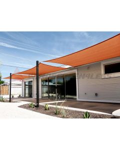 Real Scene Effect of Windscreen4less Custom Size 5-24ft x 5-24ft Rectangle Straight Edge Sun Shade Sail Canopy in Color Orange for Outdoor Patio Backyard UV Block Awning with Steel D-Rings 180GSM (3 Year Warranty)
