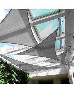 Real Scene Effect of Windscreen4less 13ft x 13ft x 18ft Right Triangle Curve Edge Sun Shade Sail Canopy in Color Light Gray for Outdoor Patio Backyard UV Block Awning with Steel D-Rings 180GSM (3 Year Warranty) - Customized Sizes Available