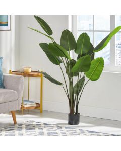 Real Scene Effect of 1 Pack 6ft Tall Artificial Bird of Paradise Tree with Pot Fake Greenery Tree Decoration for Home Porch Office