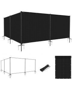 Windscreen4less 6FT x24FT Black Outdoor Fence Fencing Kit with Poles and Rails Ground Spikes Privacy Fence for Dog Yard Pool Garden Safety Chicken Fence Temporary Painted Iron Pole 